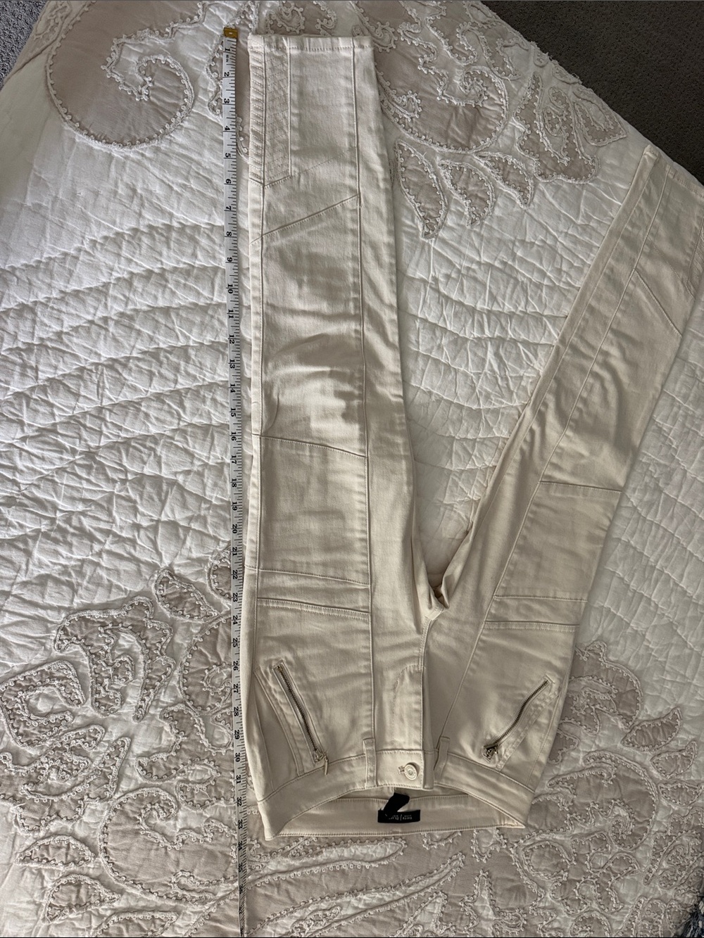 White House Black Market Off-White Zip Pocket Ankle Pants - Picture 8 of 9